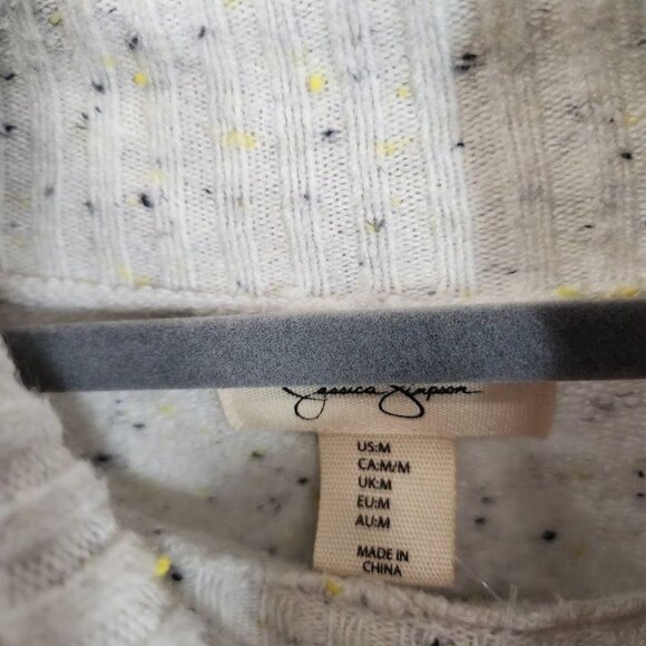 Jessica Simpson Speckled Knit Cowl Neck Sweater in Off White - Size Medium - Picture 6 of 7